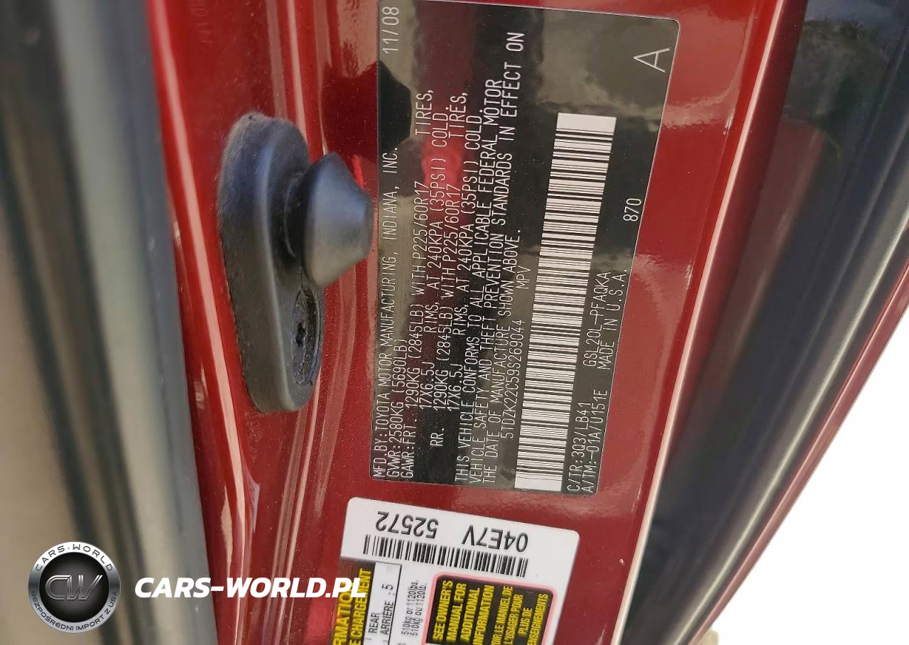 2009 Toyota Sienna Xle VIN:5TDZK22C59S269044 - 13