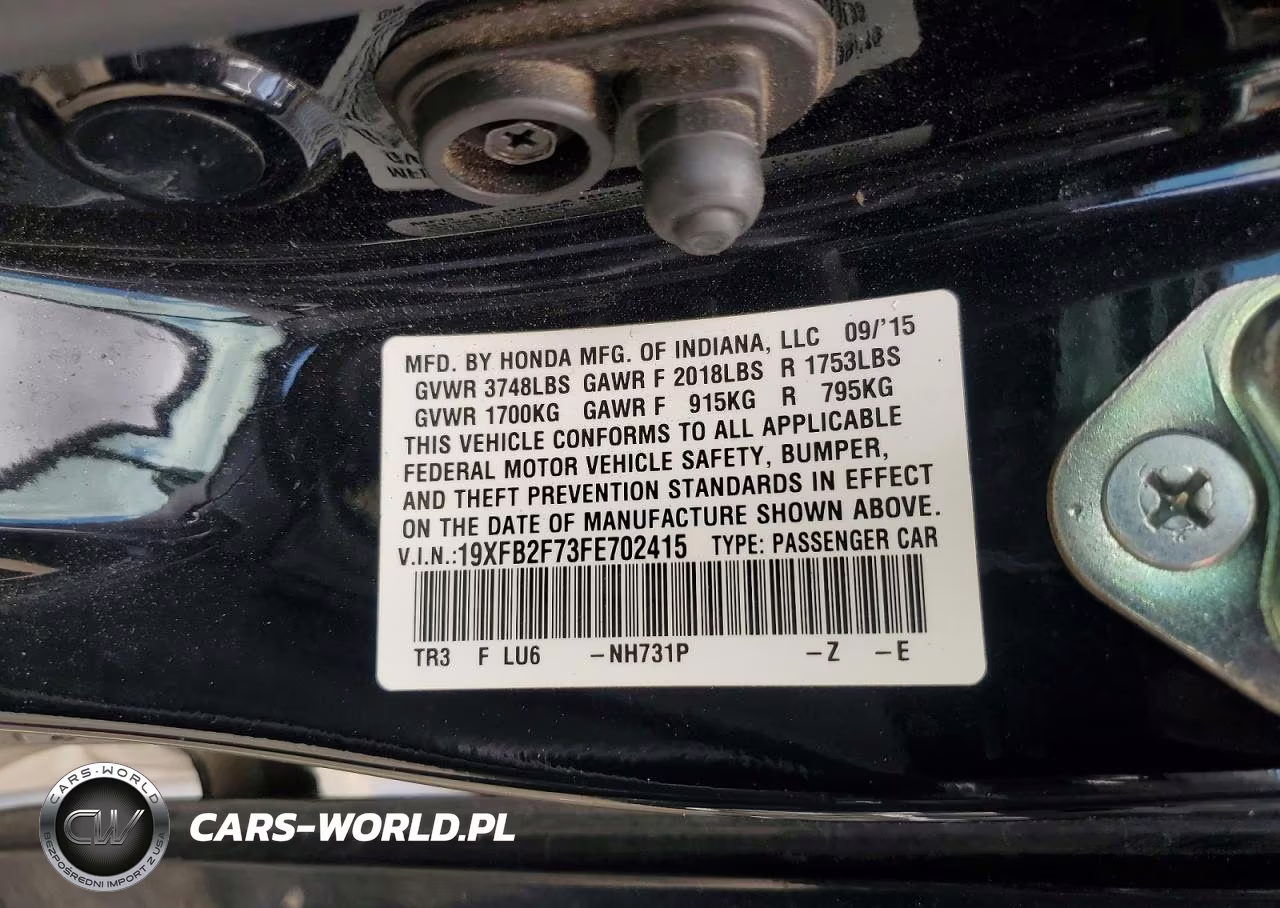 2015 Honda Civic Se VIN:19XFB2F73FE702415 - 12