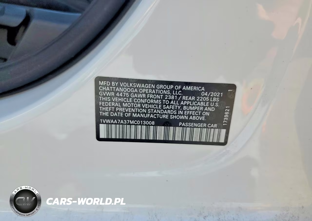 2021 Volkswagen Passat S VIN:1VWAA7A37MC013008 - 12