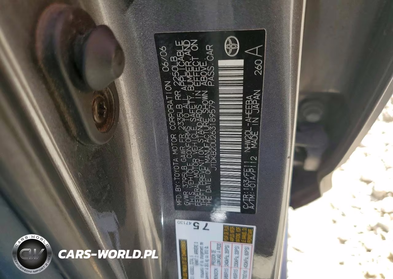 2006 Toyota Prius Base VIN:JTDKB20U263189579 - 12
