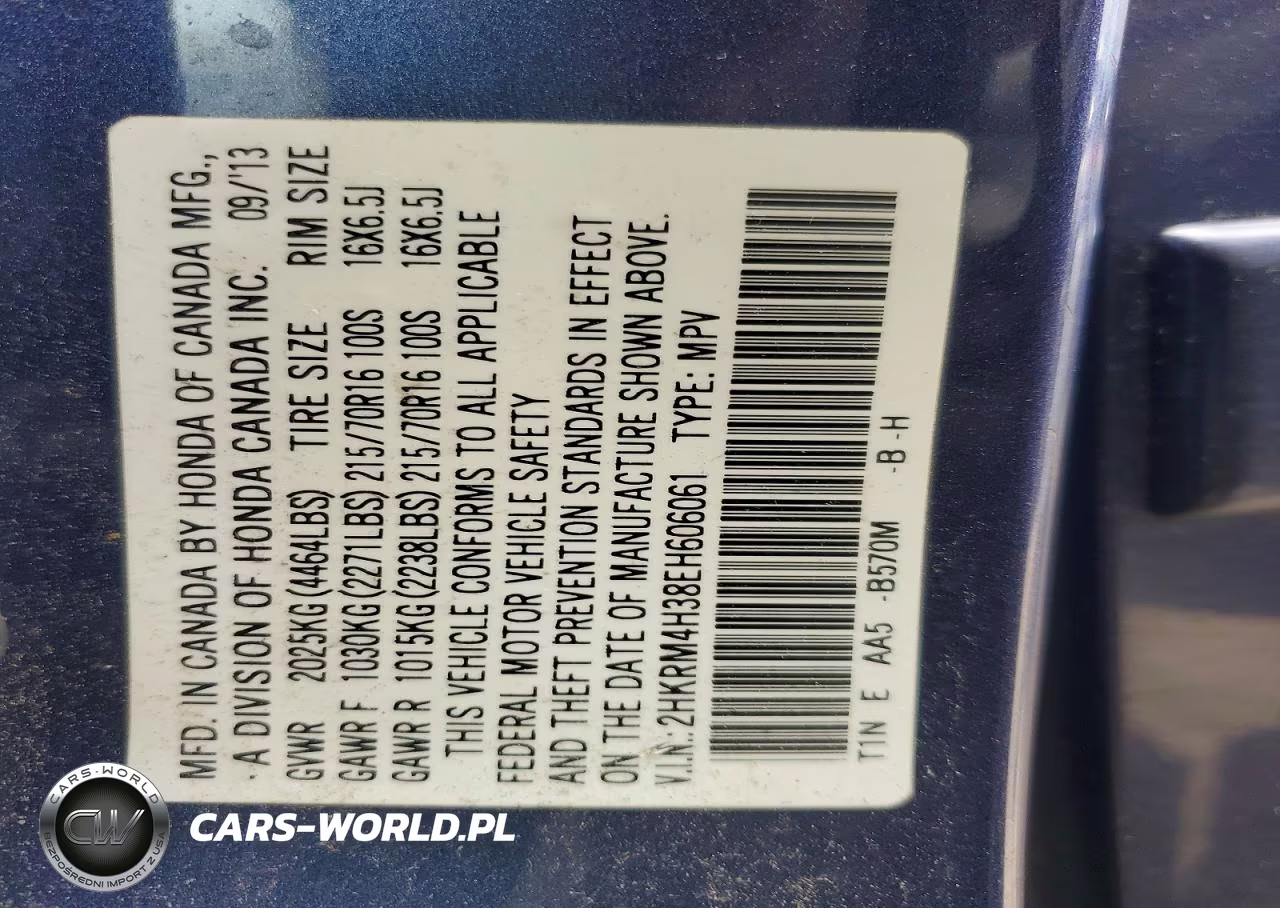 2014 Honda Cr-V Lx VIN:2HKRM4H38EH606061 - 14