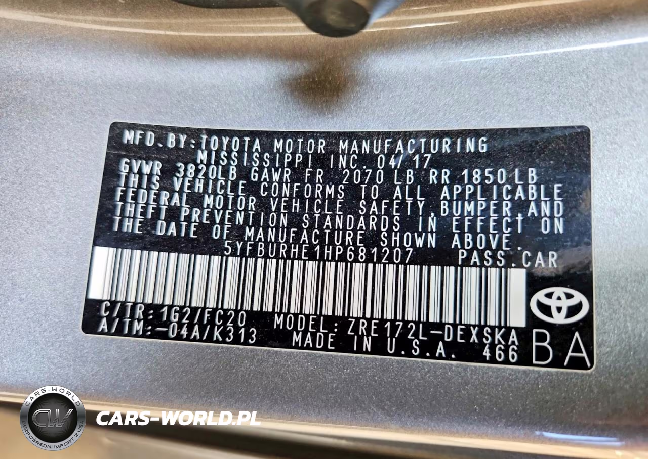 2017 Toyota Corolla Se VIN:5YFBURHE1HP681207 - 12