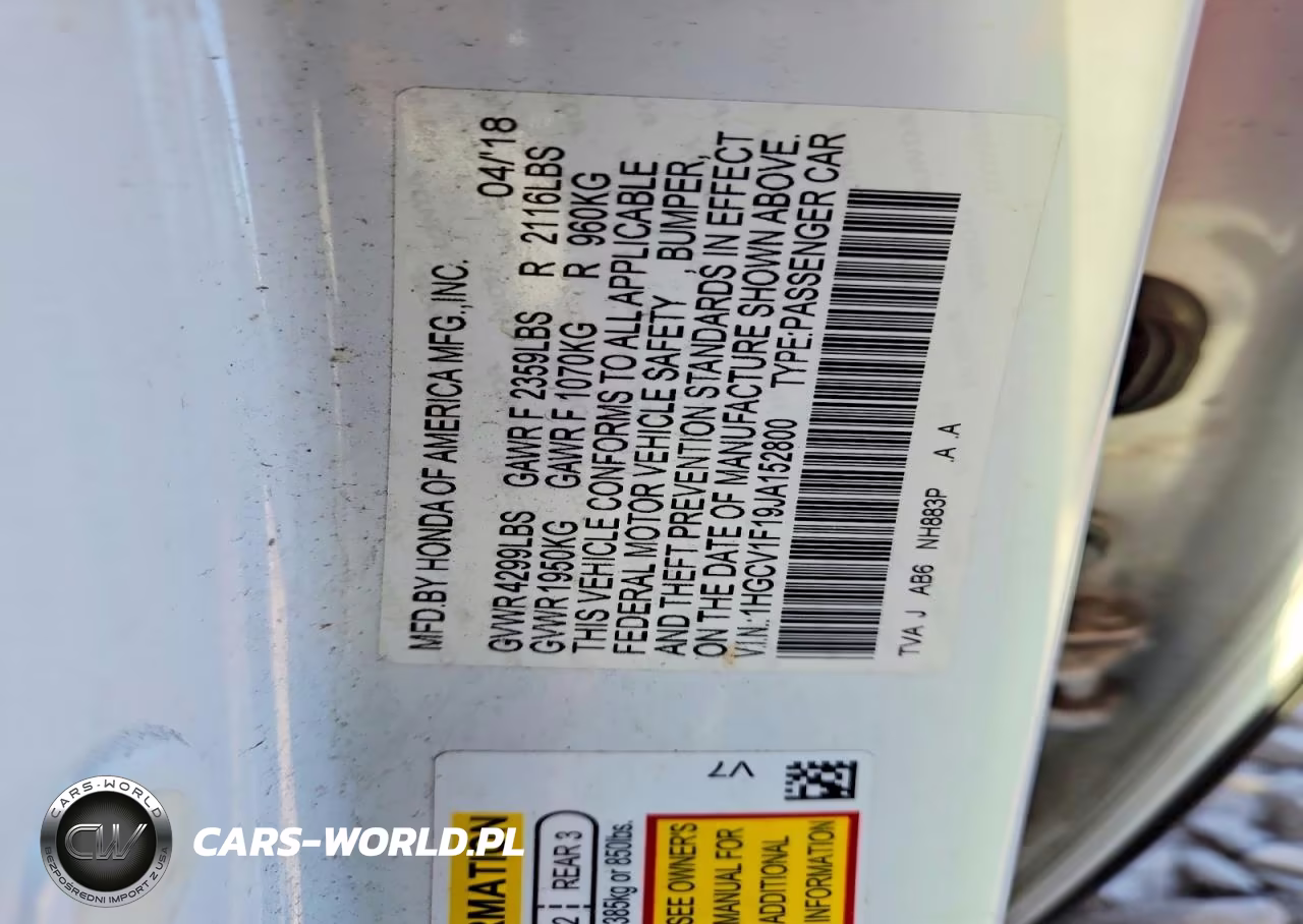 2018 Honda Accord Lx VIN:1HGCV1F19JA152800 - 12