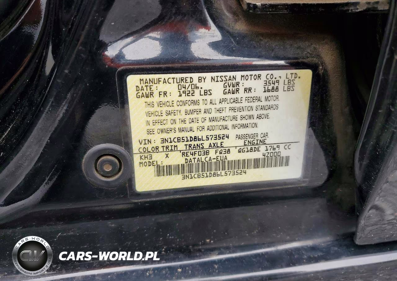 2006 Nissan Sentra VIN:3N1CB51D86L573524 - 12