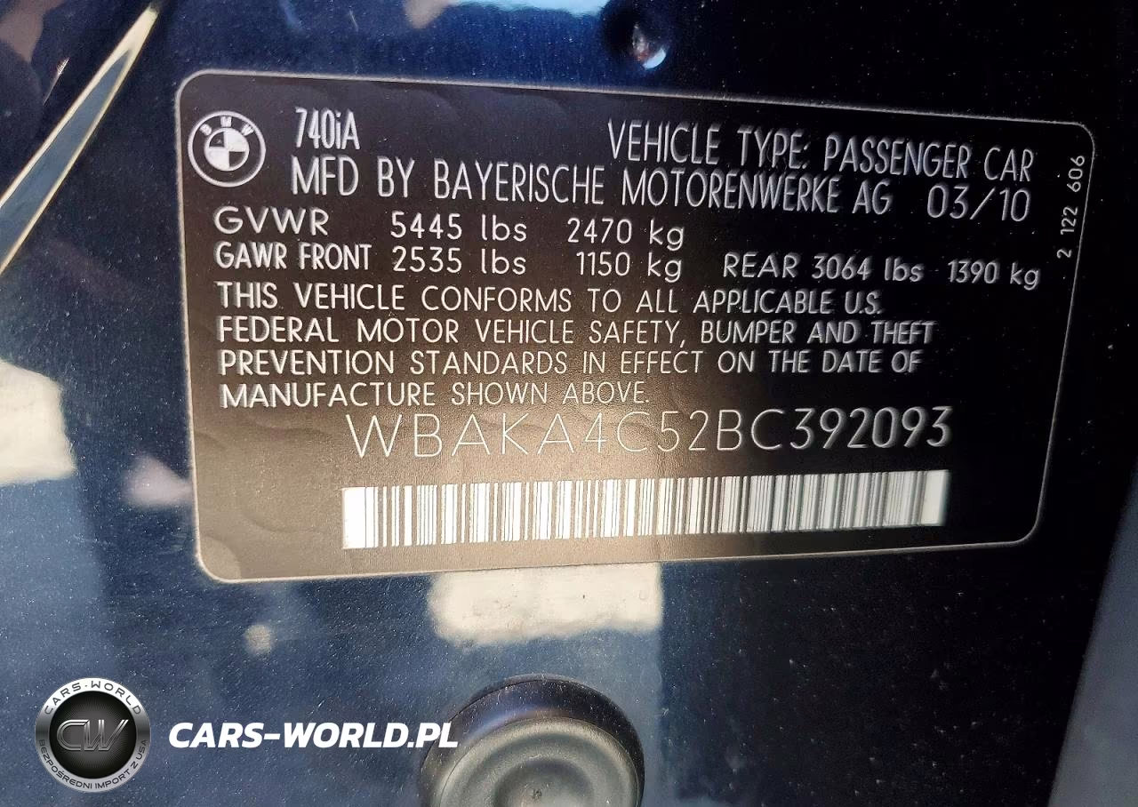 2011 BMW 740 I VIN:WBAKA4C52BC392093 - 13