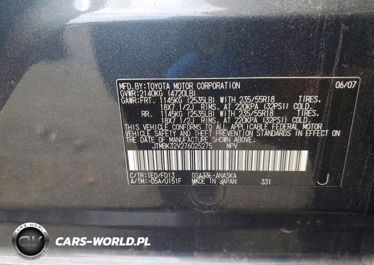 2007 Toyota Rav4 Sport VIN:JTMBK32V276025275 - 13