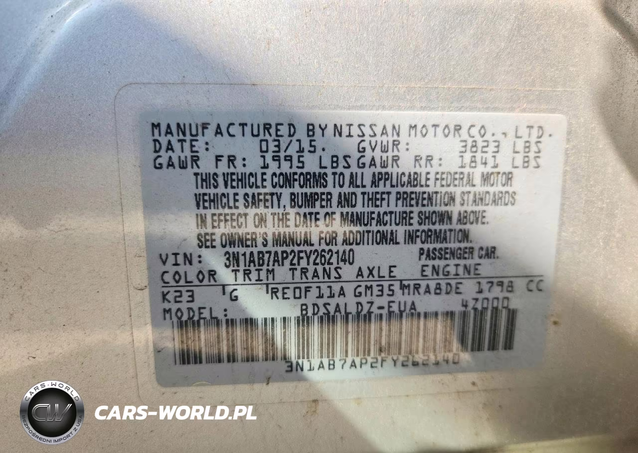 2015 Nissan Sentra Sv VIN:3N1AB7AP2FY262140 - 12