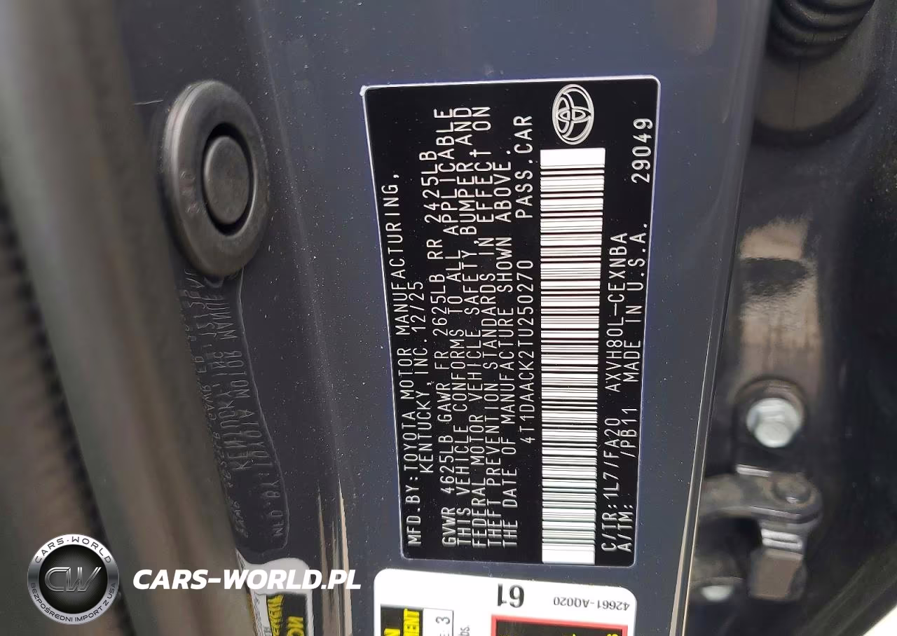 2026 Toyota Camry Le VIN:4T1DAACK2TU250270 - 12