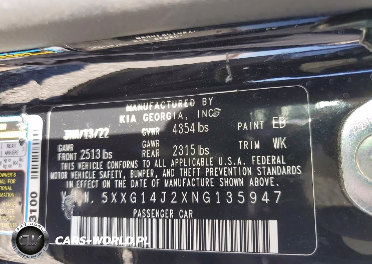 2022 Kia K5 Lxs VIN:5XXG14J2XNG135947 - 13