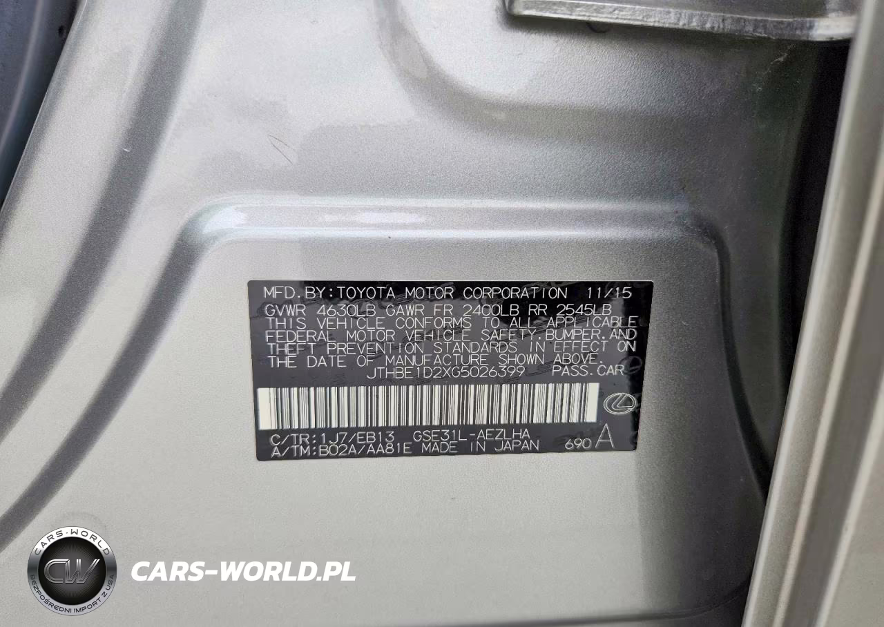 2016 Lexus Is 350 VIN:JTHBE1D2XG5026399 - 12