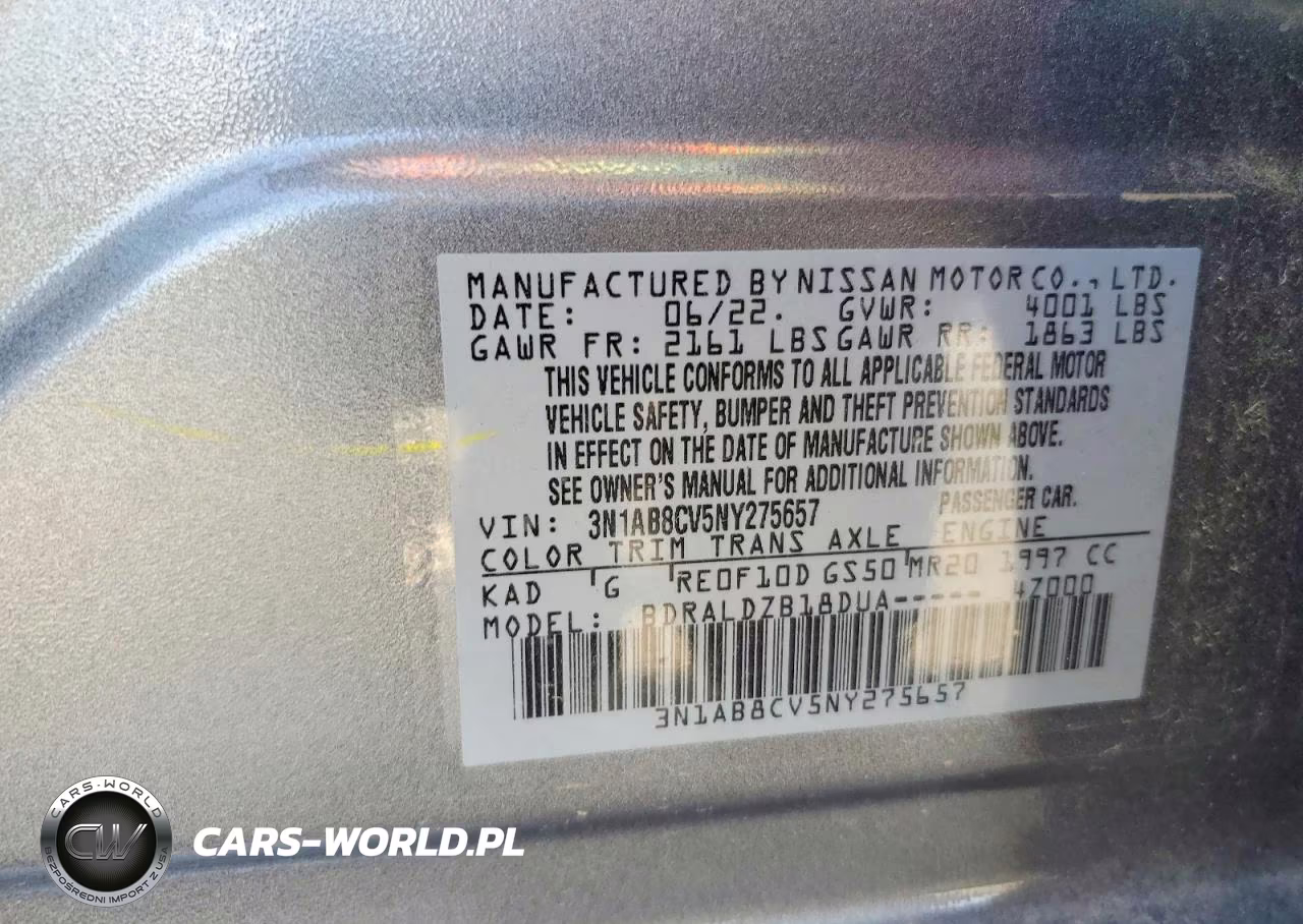 2022 Nissan Sentra Sv VIN:3N1AB8CV5NY275657 - 12
