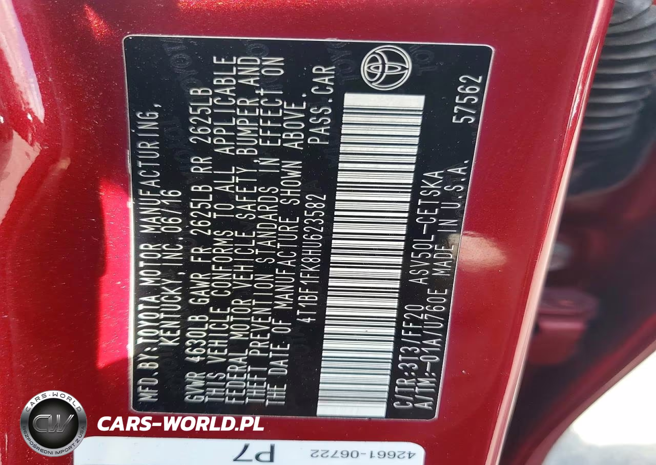 2017 Toyota Camry Se VIN:4T1BF1FK8HU623582 - 12