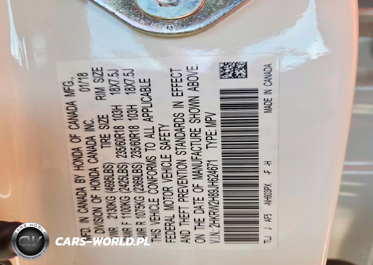 2018 Honda Cr-V Exl VIN:2HKRW2H89JH624671 - 13