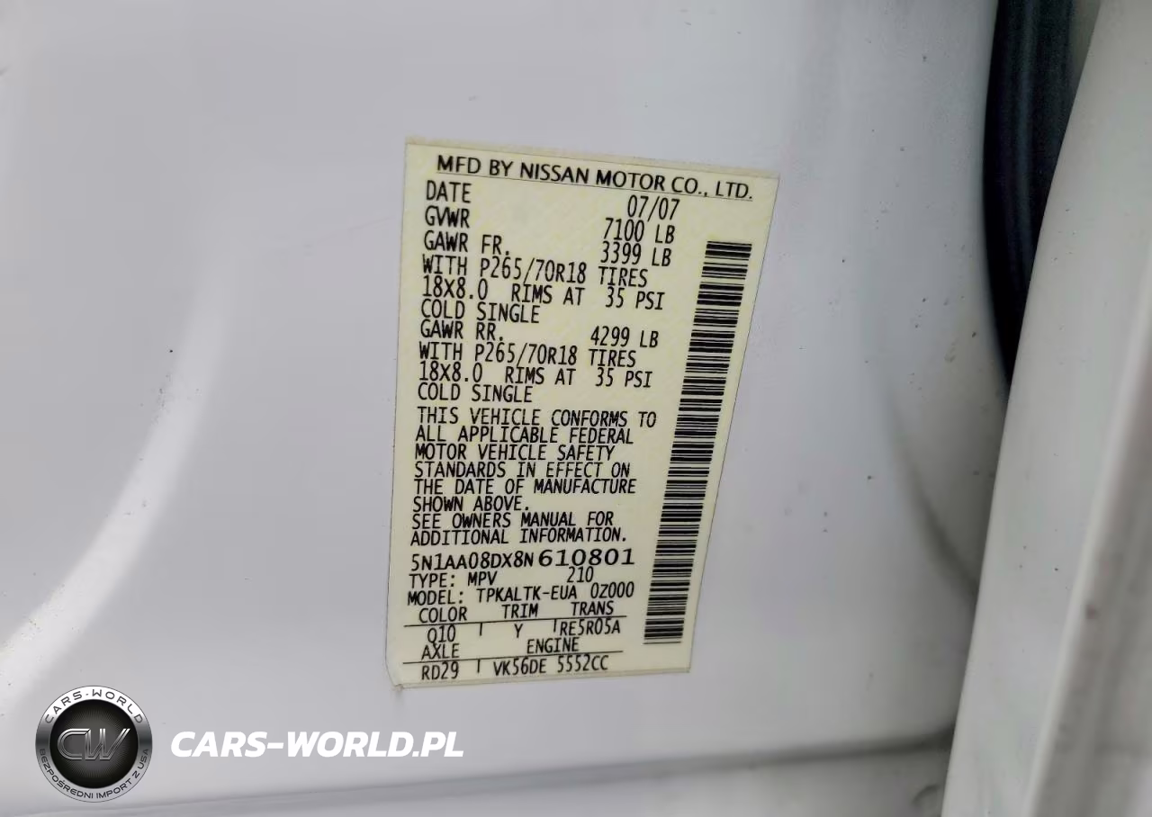 2008 Nissan Armada Se VIN:5N1AA08DX8N610801 - 13