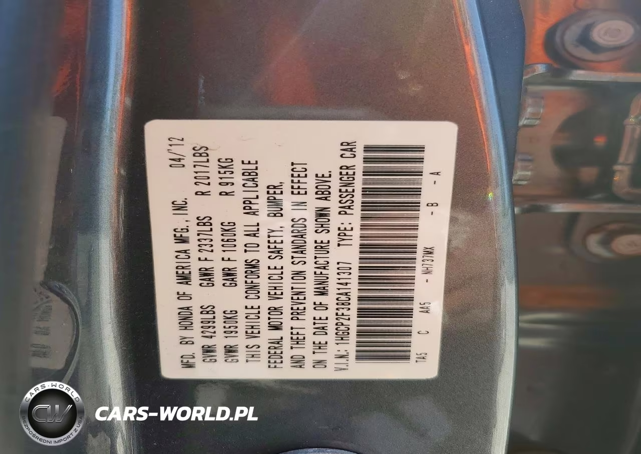 2012 Honda Accord Lx VIN:1HGCP2F38CA141307 - 12