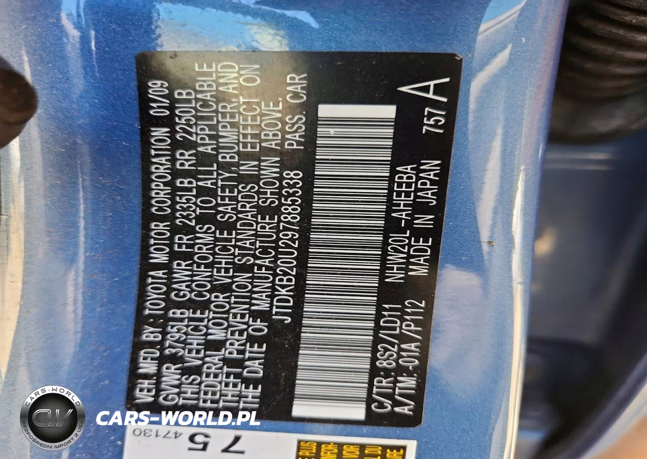 2009 Toyota Prius Base VIN:JTDKB20U297885338 - 12