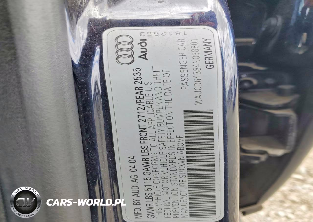 2004 Audi A6 S-Line Quattro VIN:WAUCD64B84N098801 - 12