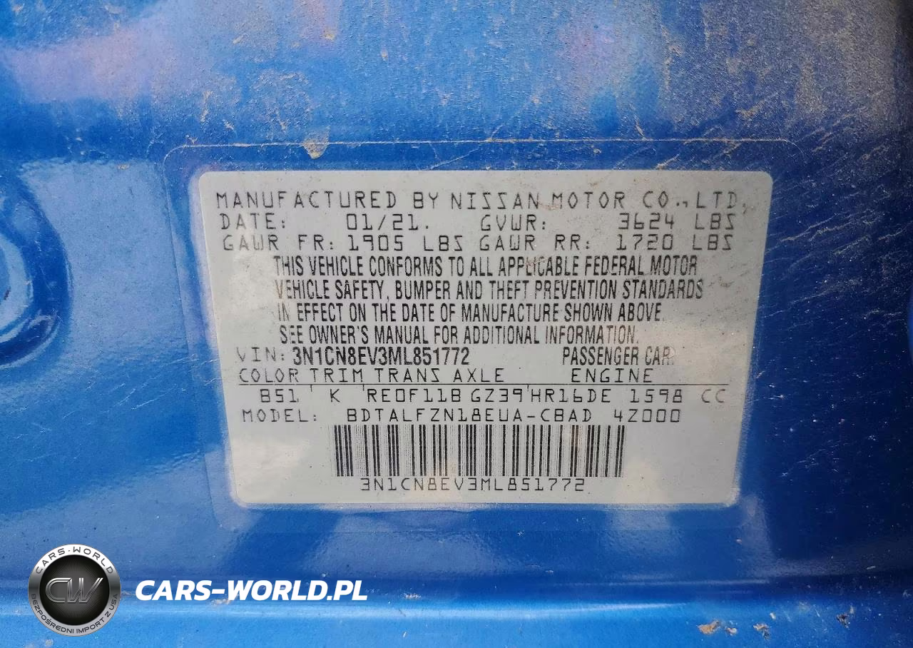 2021 Nissan Versa Sv VIN:3N1CN8EV3ML851772 - 13