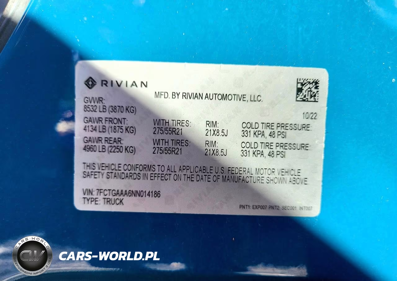 2022 Rivian R1T Adventure VIN:7FCTGAAA6NN014186 - 12