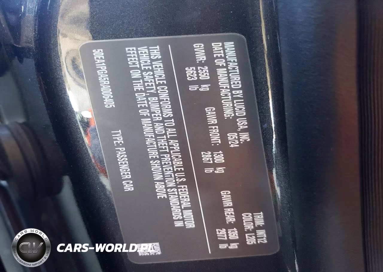 2024 Lucid Motors Air Pure VIN:50EA1PGA5RA006405 - 13