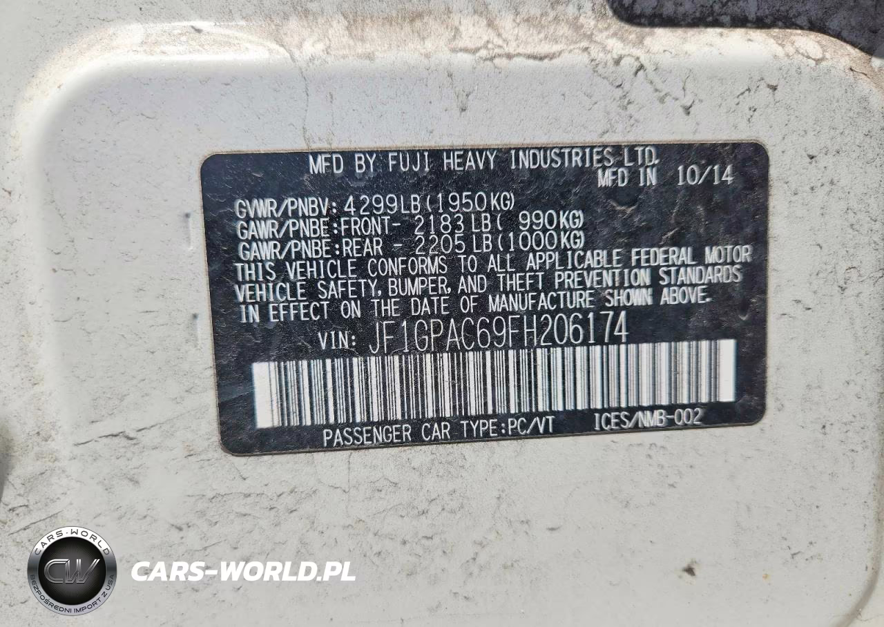 2015 Subaru Impreza Premium VIN:JF1GPAC69FH206174 - 12