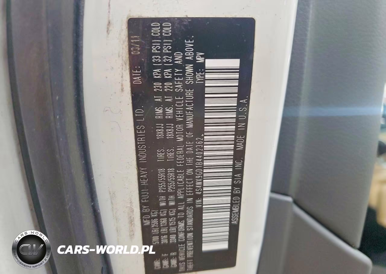 2011 Subaru Tribeca Limited VIN:4S4WX9GD1B4402362 - 13