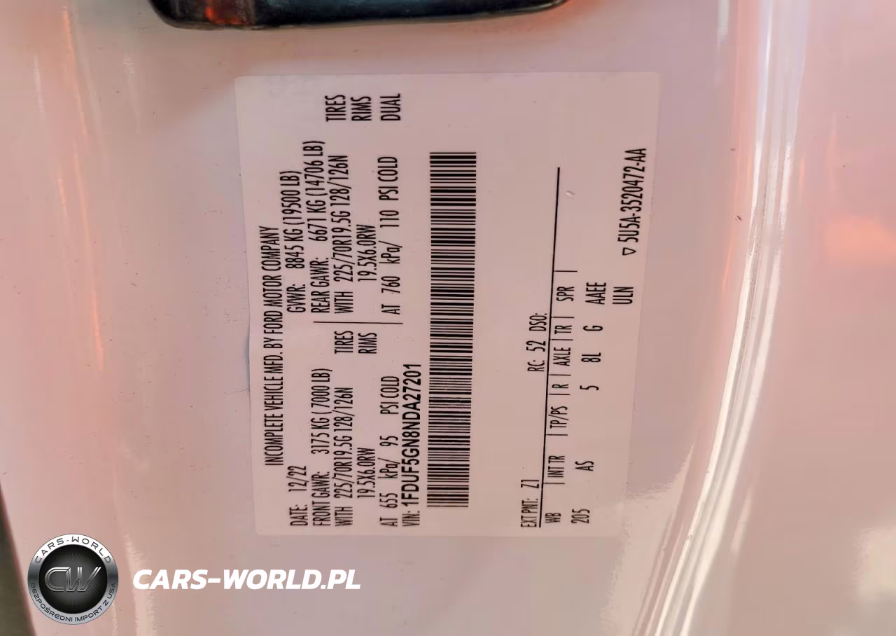 2022 Ford F550 Super Duty VIN:1FDUF5GN8NDA27201 - 10