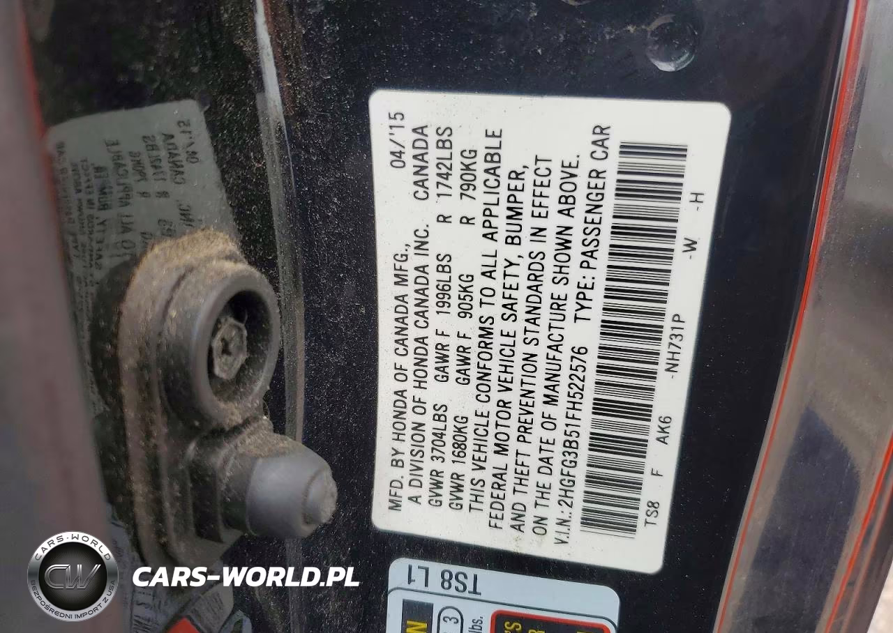 2015 Honda Civic VIN:2HGFG3B51FH522576 - 12
