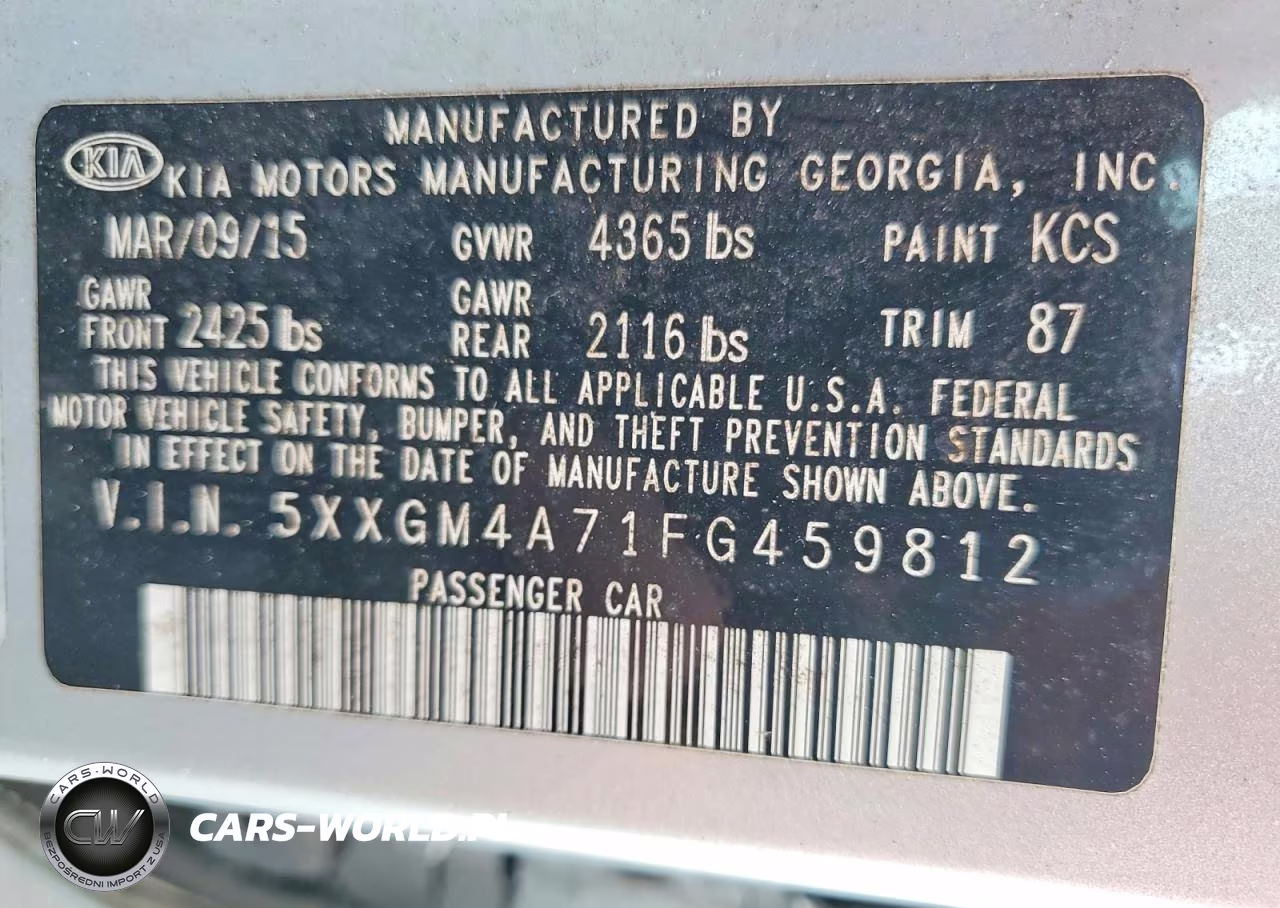 2015 Kia Optima Lx VIN:5XXGM4A71FG459812 - 12