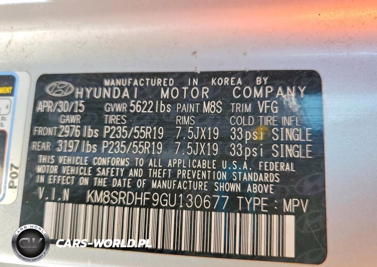 2016 Hyundai Santa Fe Limited VIN:KM8SRDHF9GU130677 - 13