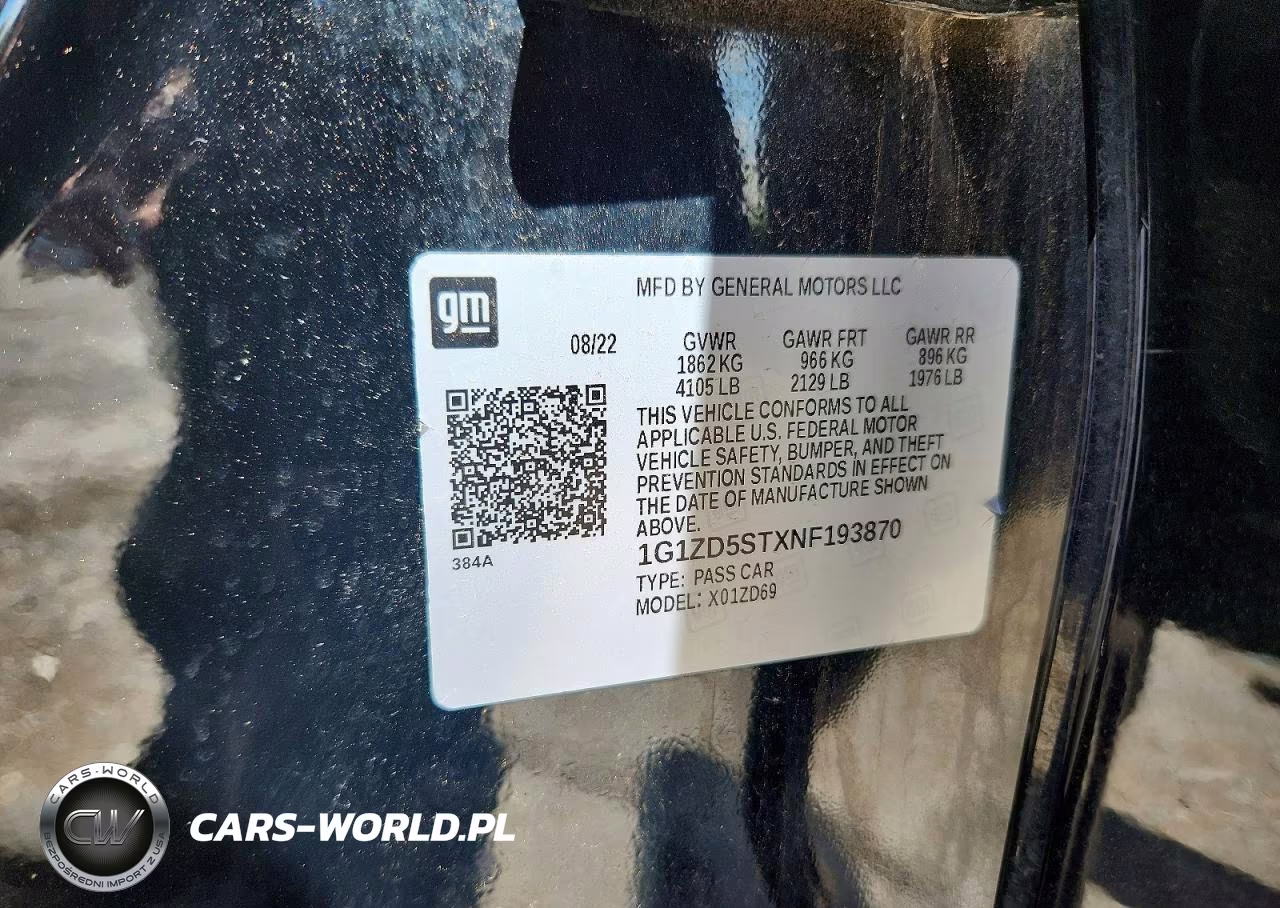 2022 Chevrolet Malibu Lt VIN:1G1ZD5STXNF193870 - 12