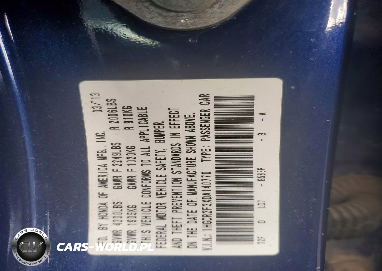 2013 Honda Accord Lx VIN:1HGCR2F3XDA140770 - 12