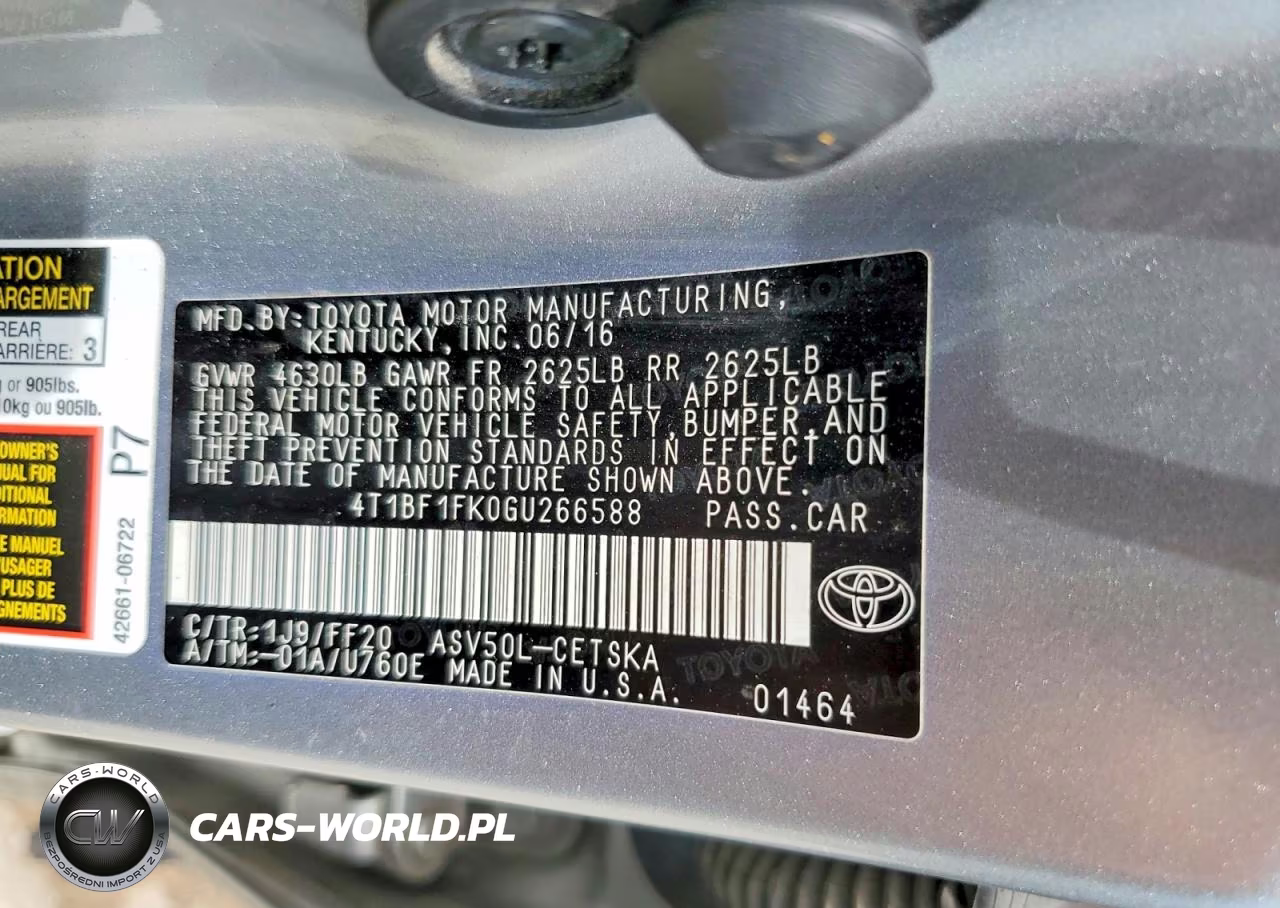 2016 Toyota Camry Se VIN:4T1BF1FK0GU266588 - 12