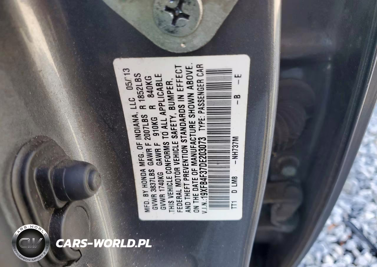 2013 Honda Civic Hybrid L VIN:19XFB4F37DE203073 - 13