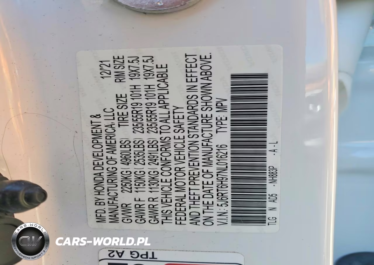 2022 Honda Cr-V Touring VIN:5J6RT6H97NL016216 - 14