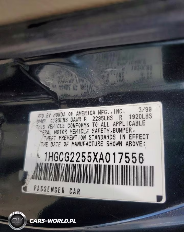 1999 Honda Accord Ex VIN:1HGCG2255XA017556 - 12