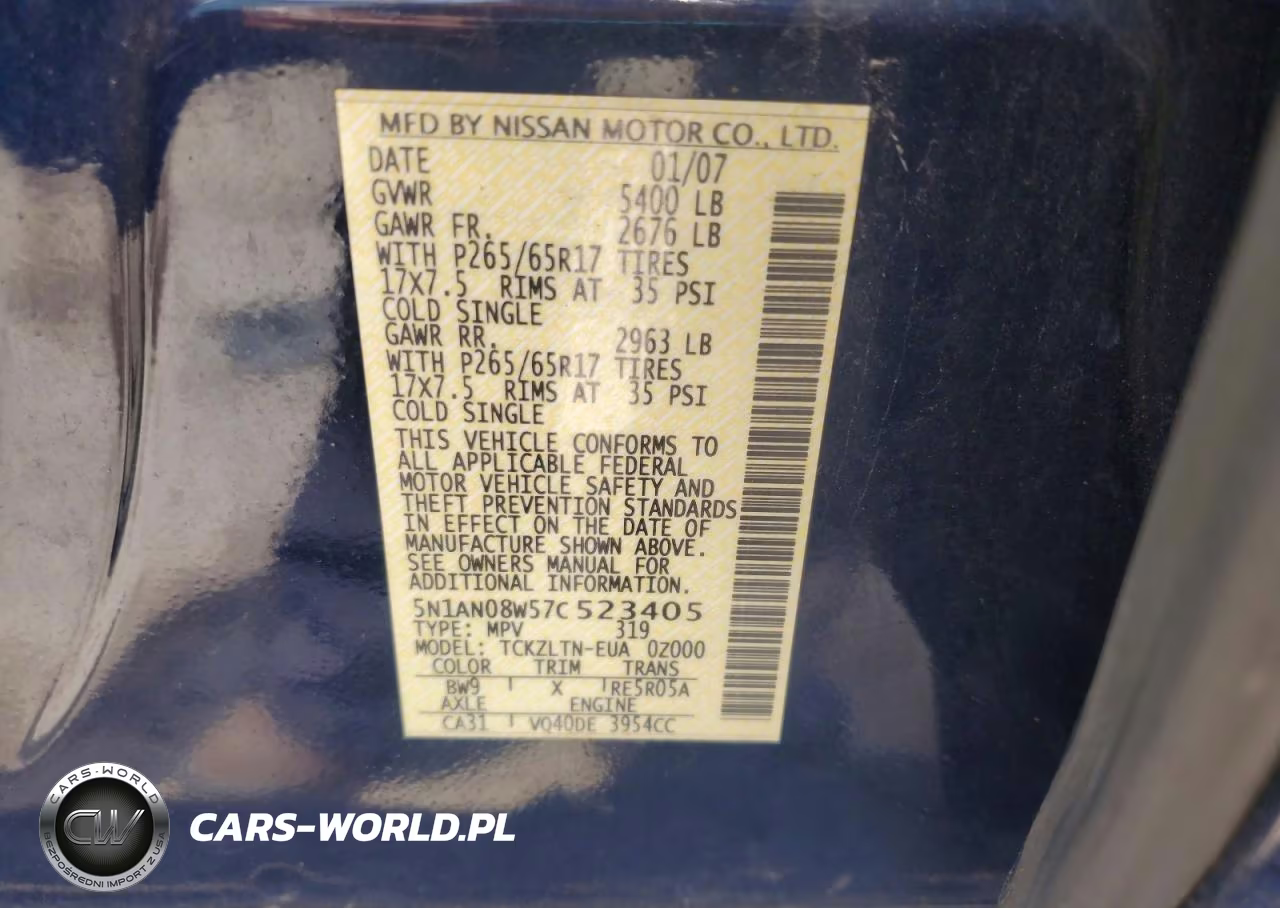 2007 Nissan Xterra X VIN:5N1AN08W57C523405 - 13