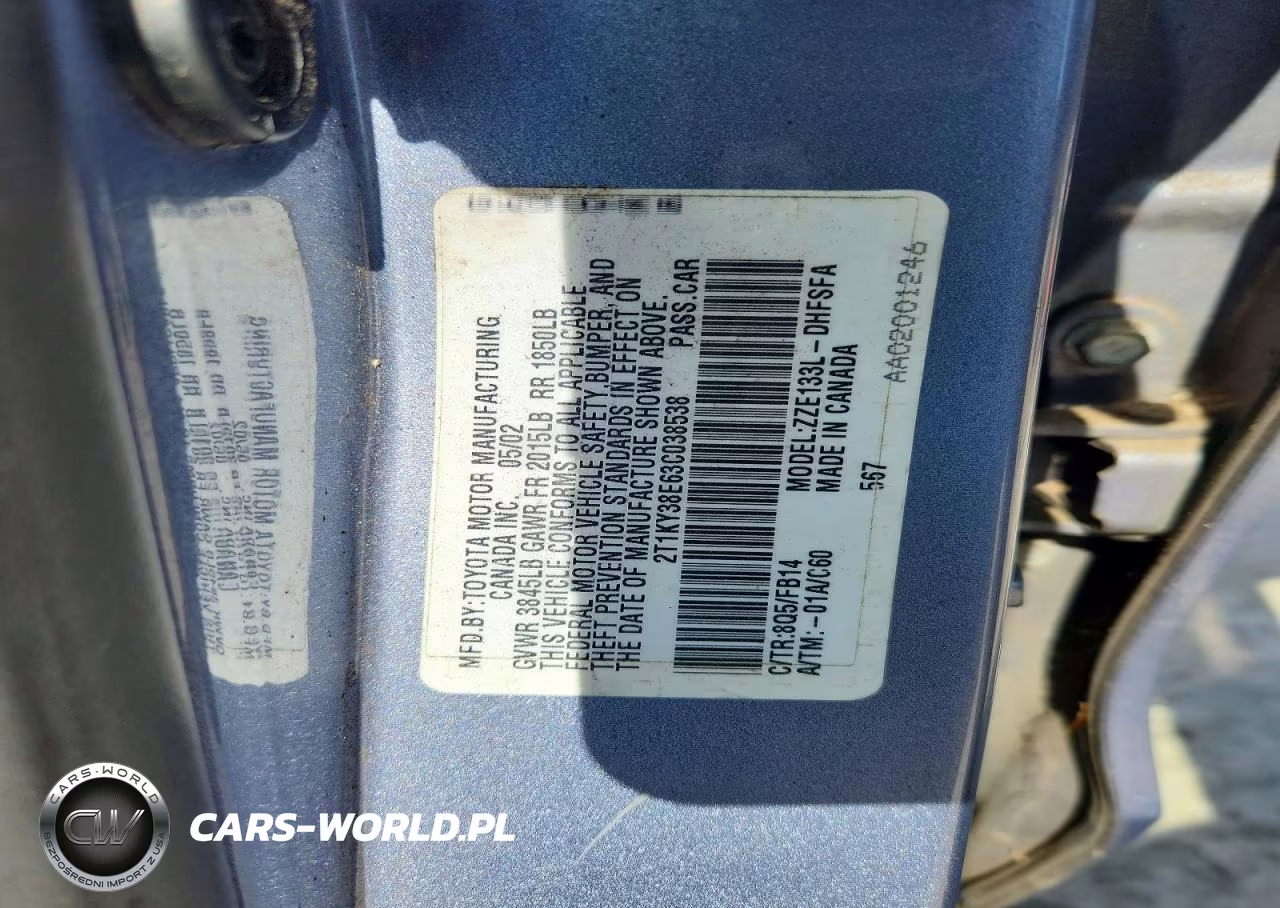 2003 Toyota Corolla Matrix Xrs VIN:2T1KY38E63C038538 - 12