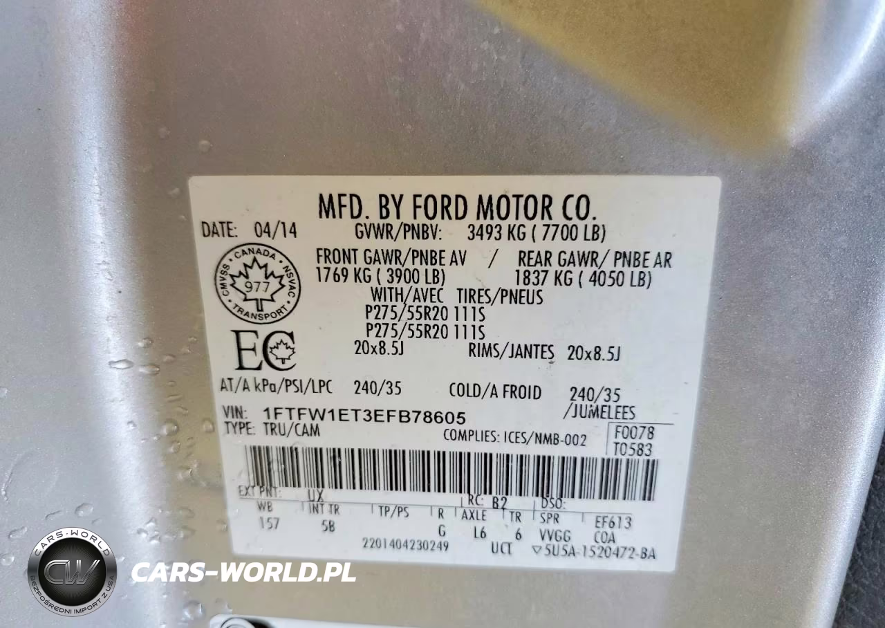 2014 Ford F150 Supercrew VIN:1FTFW1ET3EFB78605 - 12