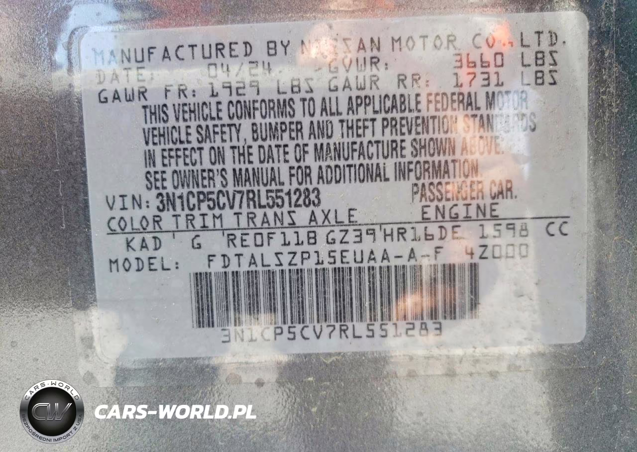 2024 Nissan Kicks Sv VIN:3N1CP5CV7RL551283 - 12