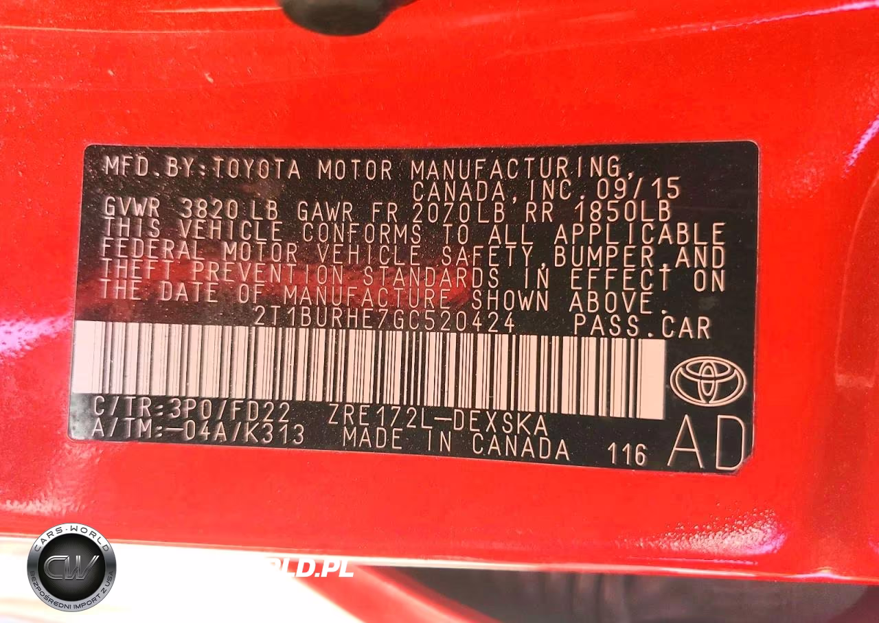 2016 Toyota Corolla S Special Edition VIN:2T1BURHE7GC520424 - 12