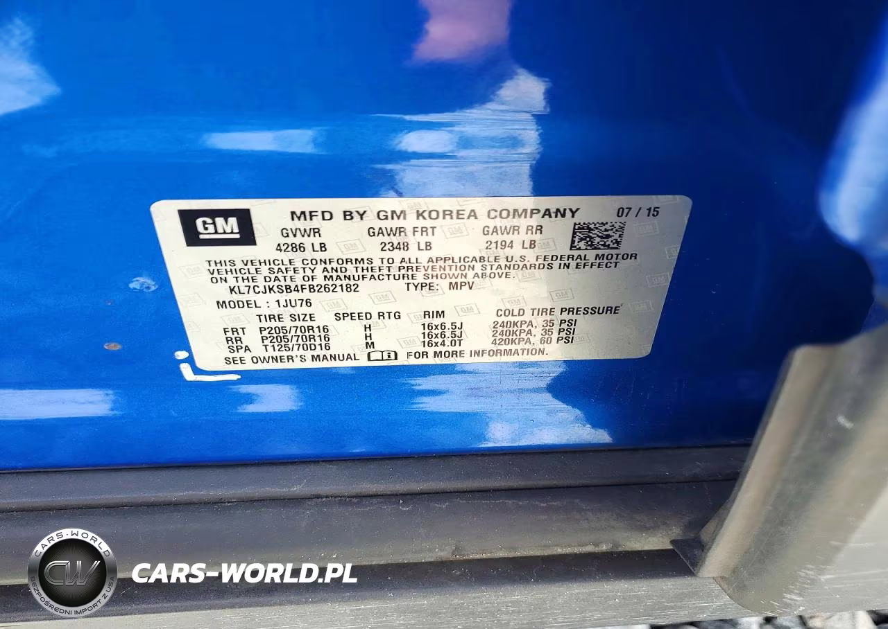 2015 Chevrolet Trax Ls VIN:KL7CJKSB4FB262182 - 13
