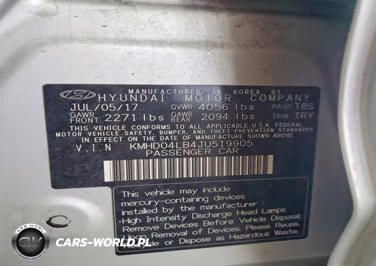 2018 Hyundai Elantra Sport VIN:KMHD04LB4JU519905 - 12