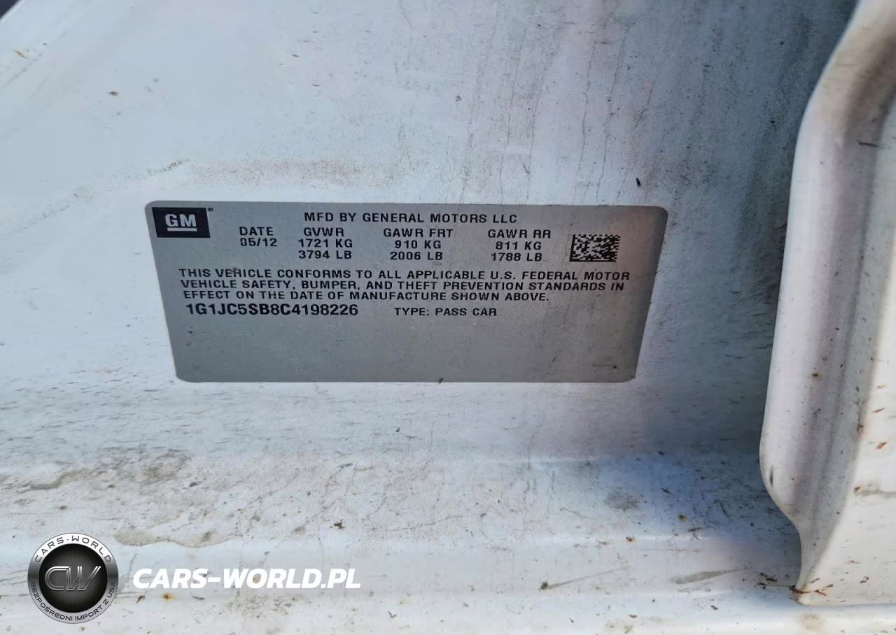 2012 Chevrolet Sonic Lt VIN:1G1JC5SB8C4198226 - 12