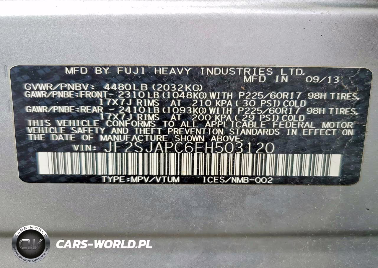 2014 Subaru Forester 2.5I Touring VIN:JF2SJAPC6EH503120 - 13