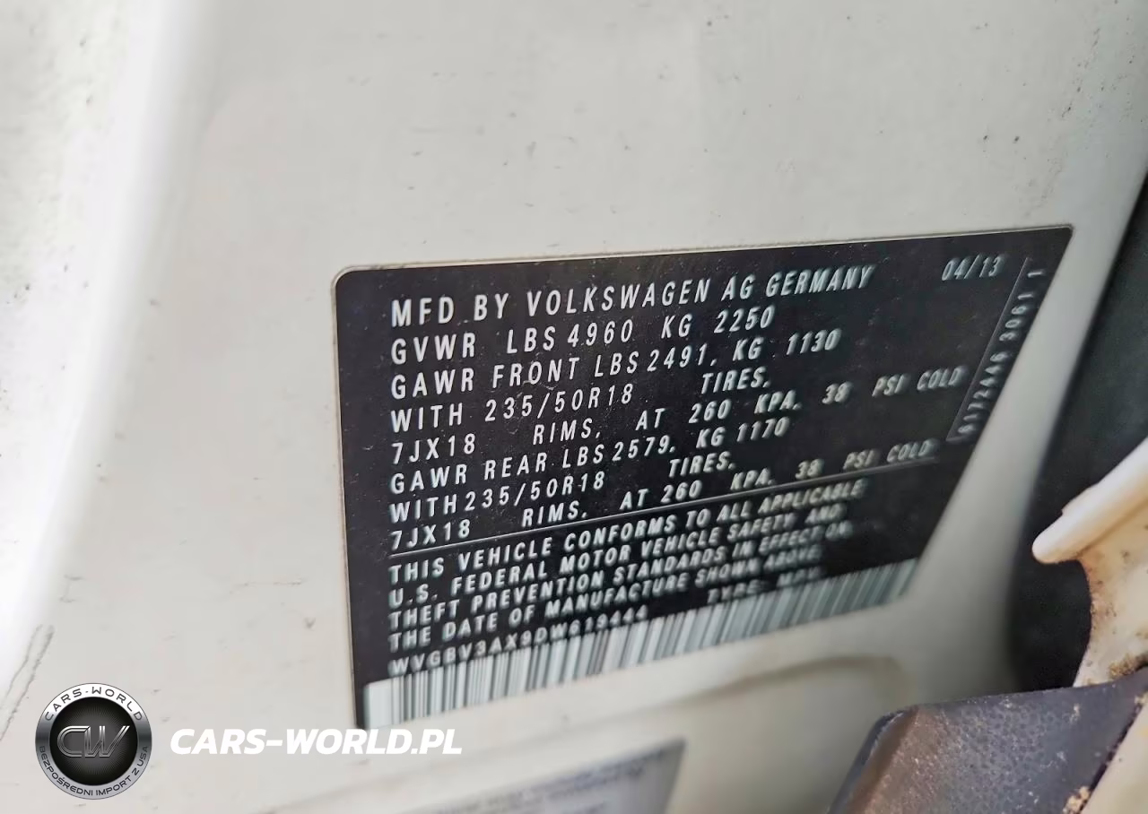 2013 Volkswagen Tiguan S VIN:WVGBV3AX9DW619444 - 13