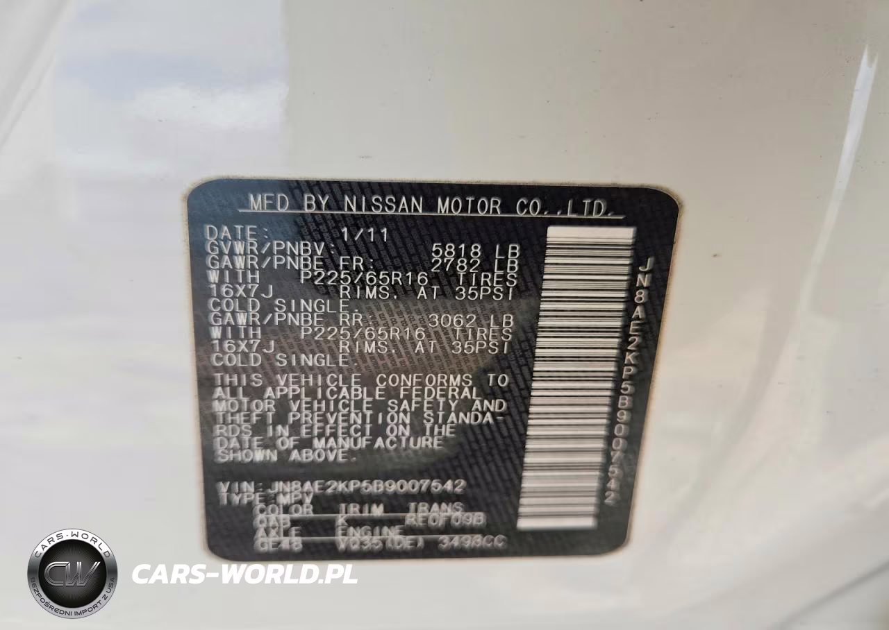 2011 Nissan Quest 3.5 S VIN:JN8AE2KP5B9007542 - 13
