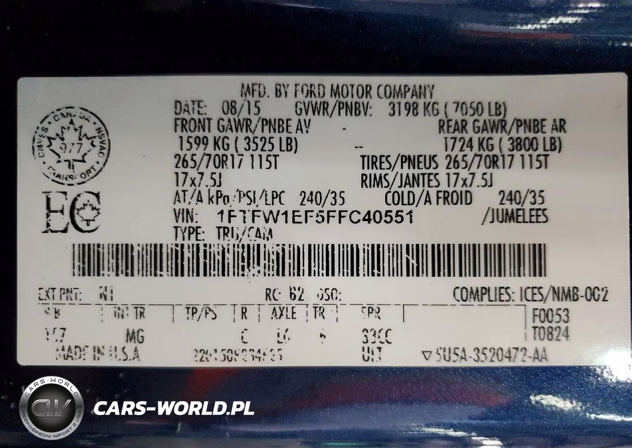 2015 Ford F150 Supercrew VIN:1FTFW1EF5FFC40551 - 12