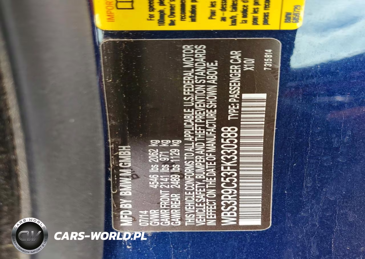 2015 BMW M4 VIN:WBS3R9C53FK330588 - 12