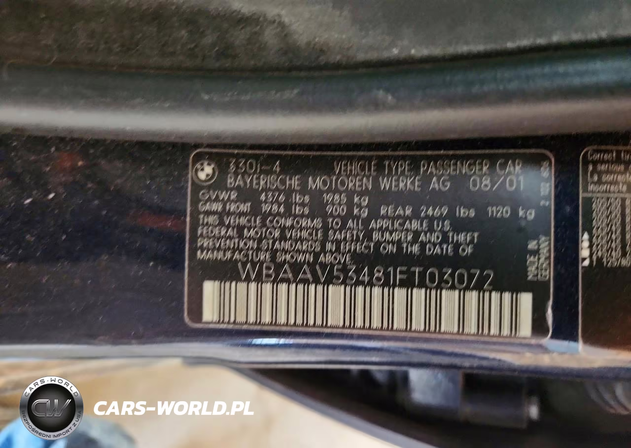 2001 BMW 330 I VIN:WBAAV53481FT03072 - 12